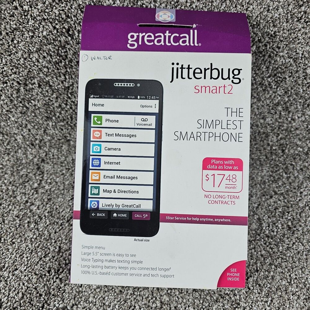 Jitterbug Smart2 Smartphone for Seniors by GreatCall Tested Mint Condition